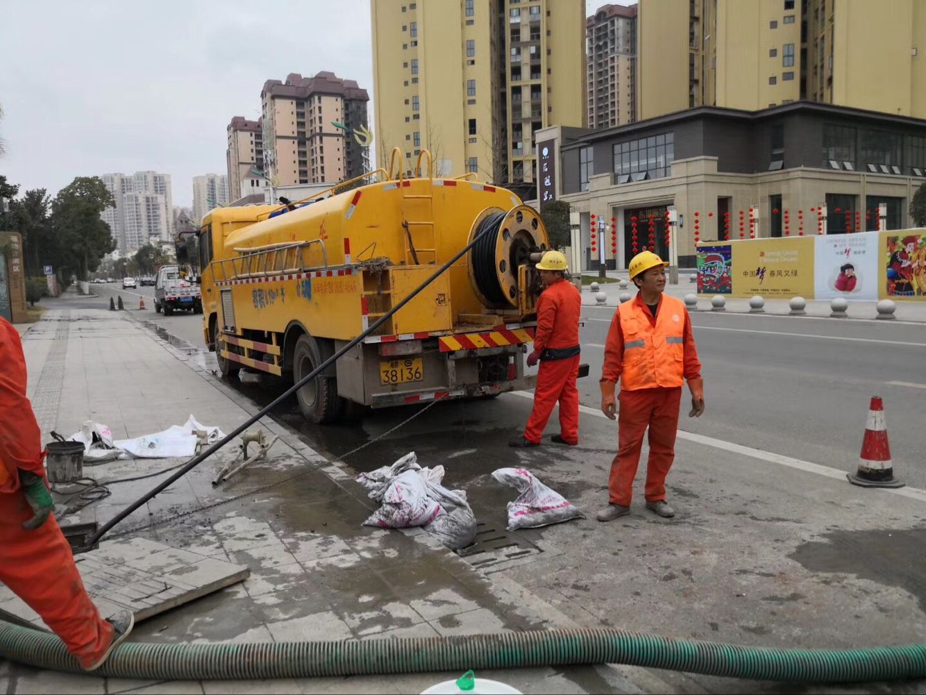 细水乡排污管道清淤-管道清洗